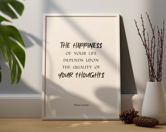 Impresión con cita de Marco Aurelio: Arte mural de filosofía estoica (descarga digital)