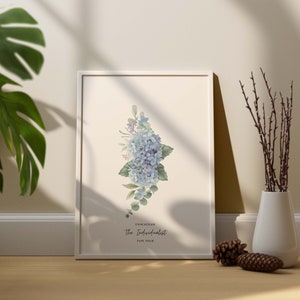Enneagram 4 Flower Print, The Individualist Flower Wall Art Print, Hydrangea Floral Decor