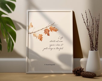 Great Gatsby Quote Print, F Scott Fitzgerald, Autumn Decor (Digital Download)