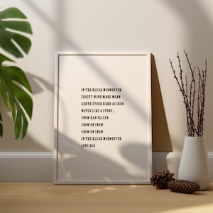 In the bleak midwinter, Peaky Blinders Poster Print, Christina Rossetti Poem Print