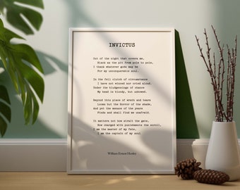 Invictus Poem Print: William Ernest Henley, Motivational Art (Digital Download)