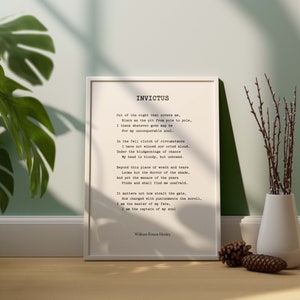 William Ernest Henley Poem Print, Invictus, I am the master of my fate, I am the captain of my soul, motivational poster, inspirational art