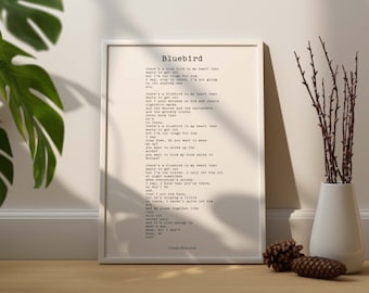 Charles Bukowski Poem Print, Bluebird, There's a bluebird in my heart