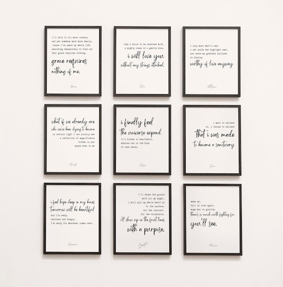 Enneagram Quote Prints Bundle: 9 Types, Song Lyric Wall Art (Digital Download)