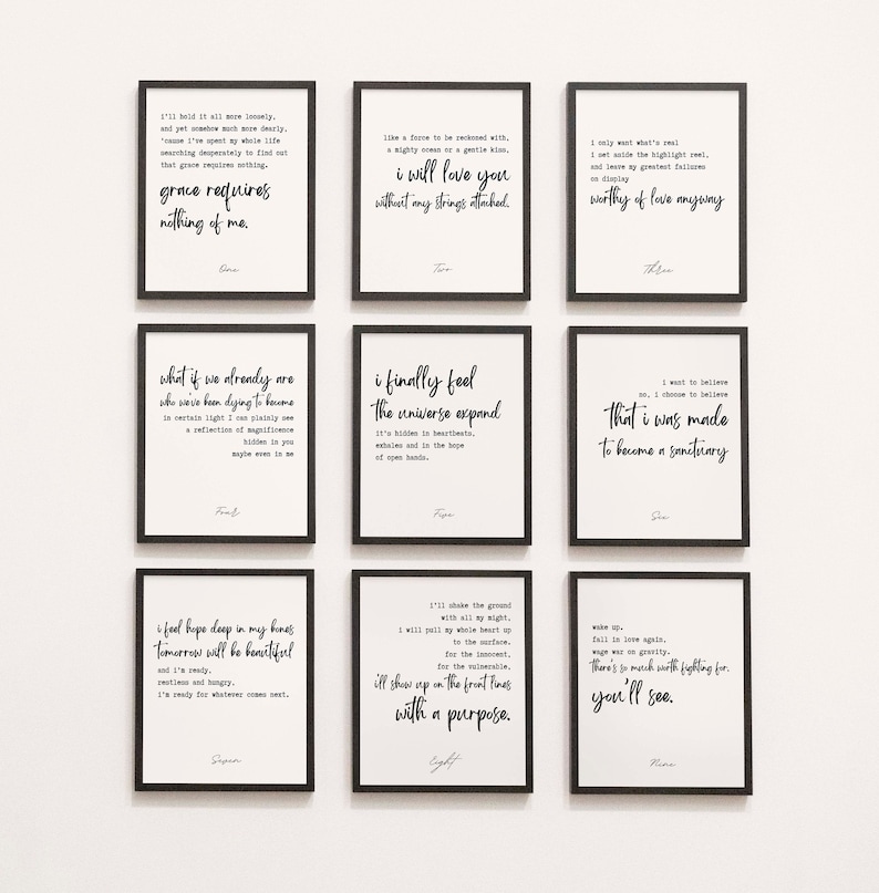 Enneagram Quote Prints Bundle: 9 Types, Song Lyric Wall Art (Digital Download) image 1