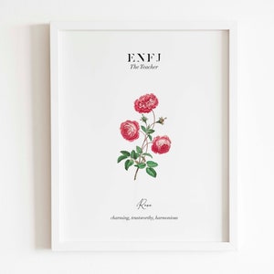 ENFJ Art Print, MBTI Art Gift, Vintage Rose Art Print Decor, ENFJ Aesthetic Personality Type Gift