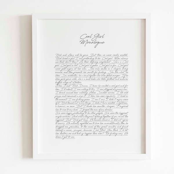 Gone Girl Cool Girl Monologue - Etsy