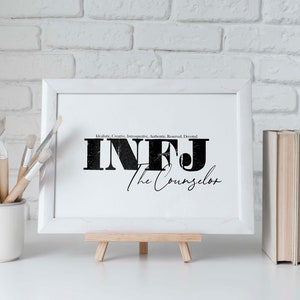 INFJ Wall Art Print, MBTI Personality Types, INFJ The Counselor Gift, Myers-Briggs, Carl Jung, 16 Personalities Psychology Decor