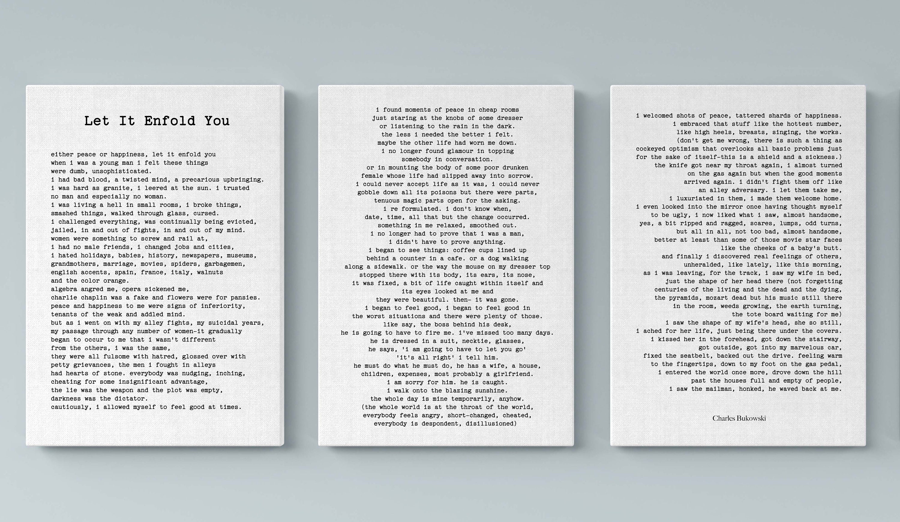 Charles Bukowski Poem Print Let It Enfold You Either Peace Etsy Australia