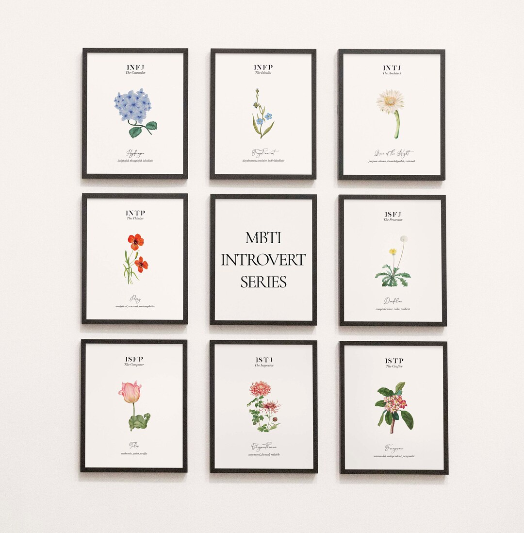 MBTI Introvert Flower Art Prints: Personality Gift (digital
