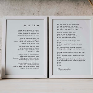 Maya Angelou Poem Print, Still I Rise Set of 2, Self Respect and Confidence Quote, Poetry Wall Art, Inspirational Room Decor