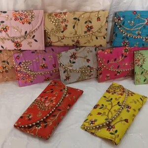 Embroidered Clutch Pouch Bags - Wholesale Lot of 5 - Wedding Favor Gifts