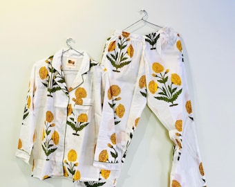 Hand Block Printed Pajama Set | Wholesale Cotton Night Suit | Jaipuri Print Loungewear | Ethnic Sleepwear for Women | Summer Cotton Pajamas