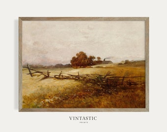 Herfst landschap olieverfschilderij | Vintage rustiek landdecor | Digitale kunst AFDRUKBARE download | #68