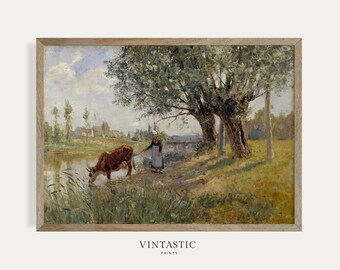 Farmhouse Country Scenery Oil Painting | Vintage Landscape Wall Art PRINTABLE | #98