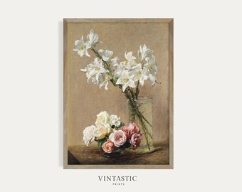 Rustic Botanical Still Life Painting | Vintage Flower Art Print | Botanical Wall Decor | Digital PRINTABLE #27