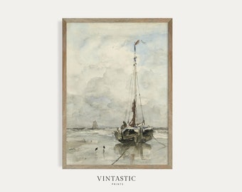 Sailboat Watercolor Art Print | Vintage Boat Painting | Digital PRINTABLE | #79