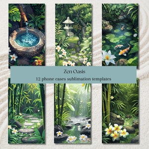 Bundle de coques de téléphone à sublimation jardin zen, modèles pour coques de téléphone personnalisées iPhone Samsung Nokia taille unique Clipart PNG