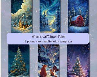 Whimsical Winter Tales sublimation PNG, Sublimation Phone Case Bundle, Custom Phone Case, iPhone, Samsung, Nokia, One Size Fits All, Clipart