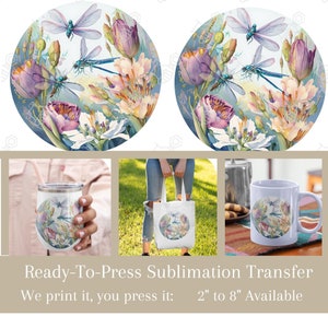 Enchanted Wings/ Botanical/Dragonflies/ Ready to Press Sublimation Transfer/ Sublimation Design/ Sublimation Transfer/ Heat Transfers/