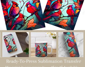 Cardinals Red Birds Bird Nature Ready to Press Sublimation Transfer Sublimation Design Sublimation Transfer Heat Transfers Tumblers Clip Art