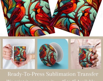 Cardinals/ Red Birds/ Bird/ Nature/ Ready to Press Sublimation Transfer/ Sublimation Design/ Sublimation Transfer/ Heat Transfers/