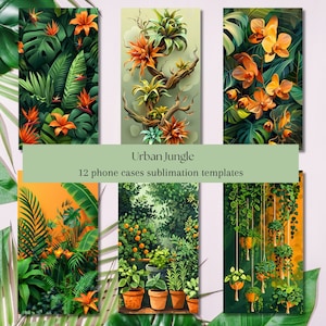 Bundle de coques de téléphone à sublimation plantes d'intérieur de la jungle urbaine modèles pour coques de téléphone personnalisées iPhone Samsung Nokia taille unique Clipart PNG