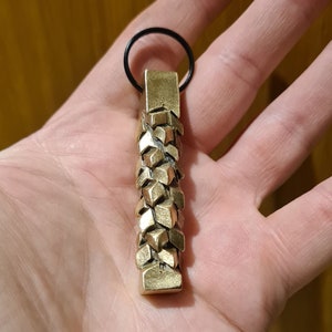 Blacksmith keychain dragon scale brass keyring twist keyfob bag charm stocking filler