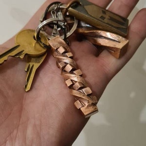Blacksmith keychain twisted copper keyring rubix twist keyfob bag charm stocking filler