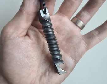 Bottle opener keyring twisted steel keyfob whirlpool twist keyfob bag charm blacksmith