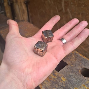 Handmade battle scarred brass dice 20mm Solid Brass Blacksmith Dice steampunk gambling steel copper gold fathers gift husband
