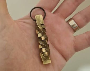 Blacksmith keychain twisted brass keyring rubix twist keyfob bag charm stocking filler