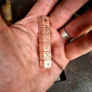 Blacksmith copper dice keychain keyring keyfob bag charm. Stocking filler