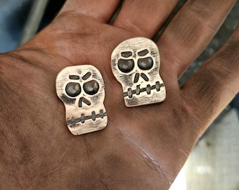 Forged Cu Mai Skull Blacksmith Skull copper and steel Skull Cu Mai Skull Pocket Fidget paper weights figurines and knick knacks