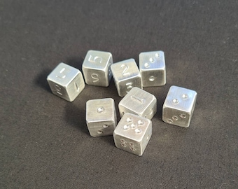 Handmade Mithril dice 12mm silver steel Solid metal Blacksmith Dice fantasy LOTR middle earth gambling copper brass fathers gift husband