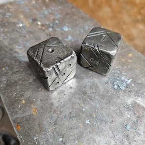 Steel dice 25mm steel dice Blacksmith battle scarred Dice steampunk gambling steel copper gold fathers gift husband
