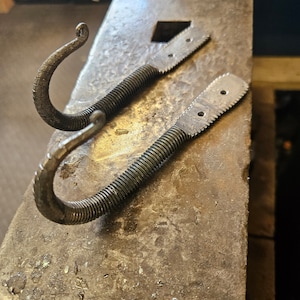 Blacksmith Hooks jay hooks chunky coat hooks handmade upcycled forged hooks rustic wall mounted hat hooks industrial decor J hook