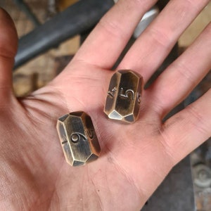 Hand forged brass pill dice 25mm Solid Brass Blacksmith Dice steampunk gambling gold fathers gift husband