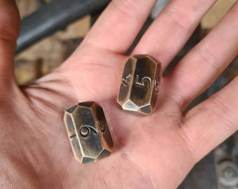 Hand forged brass pill dice 25mm Solid Brass Blacksmith Dice steampunk gambling gold fathers gift husband