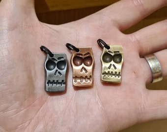 Forged Skull keyfob Blacksmith Skull Skull zipperpull zipper charm Copper Skull Brass Skull Steel Skull