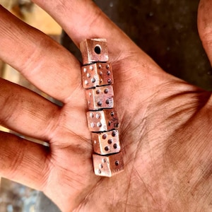 Blacksmith copper dice keychain twisted keyring keyfob bag charm. Stocking filler