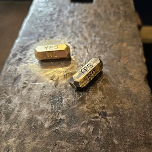 Small Hand forged brass decision dice 25mm Solid Brass pill dice. Hexagonal dice. Roman dice.