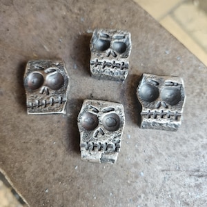 Large Forged Skull Blacksmith Skull Wrought Iron Skull Steel Skull Pocket Fidget paper weights figurines and knick knacks