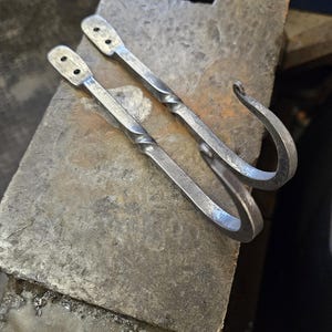 Blacksmith hooks jay hooks twisted coat hooks handmade forged hooks rustic wall mounted hat hooks industrial decor J hooks