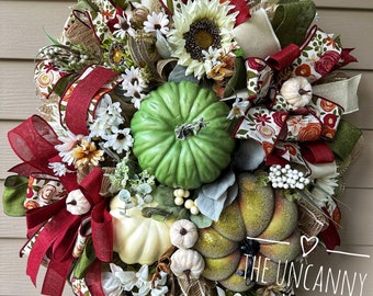 Fall Wreath, harvest wreath, autumn wreath, Elegant fall wreath, pumpkin wreath, fall wreath for door, fall decor,  Thanksgiving wreath