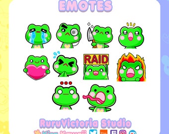 Twitch Emotes Pack 3(10) | Cute Frog | Green Frog Twitch Streaming Emotes