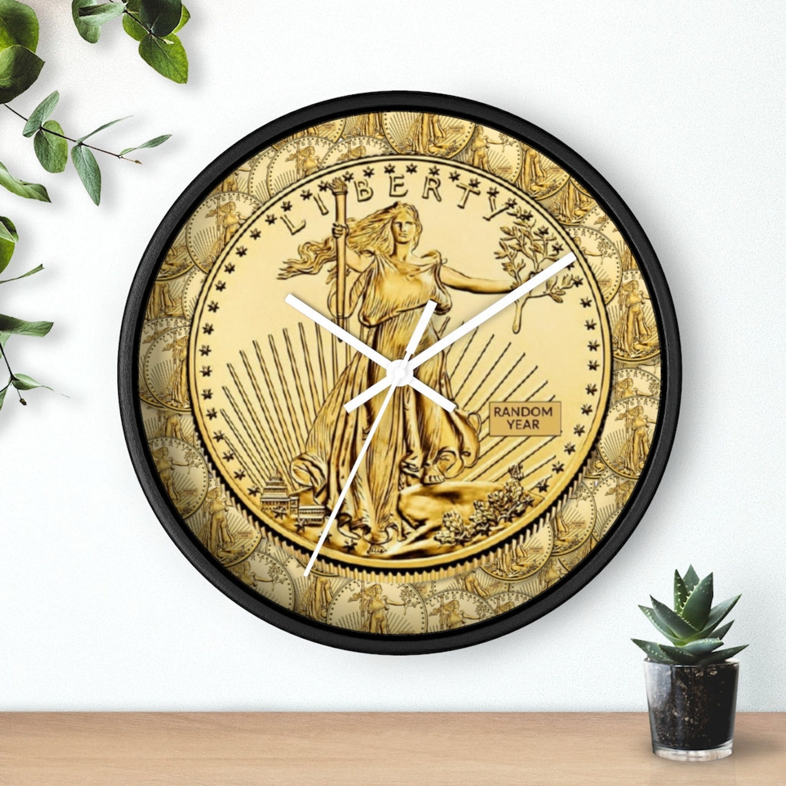 Gold Face Wall Clock Wall Clock Wall Decor Clocks With Coin Etsy