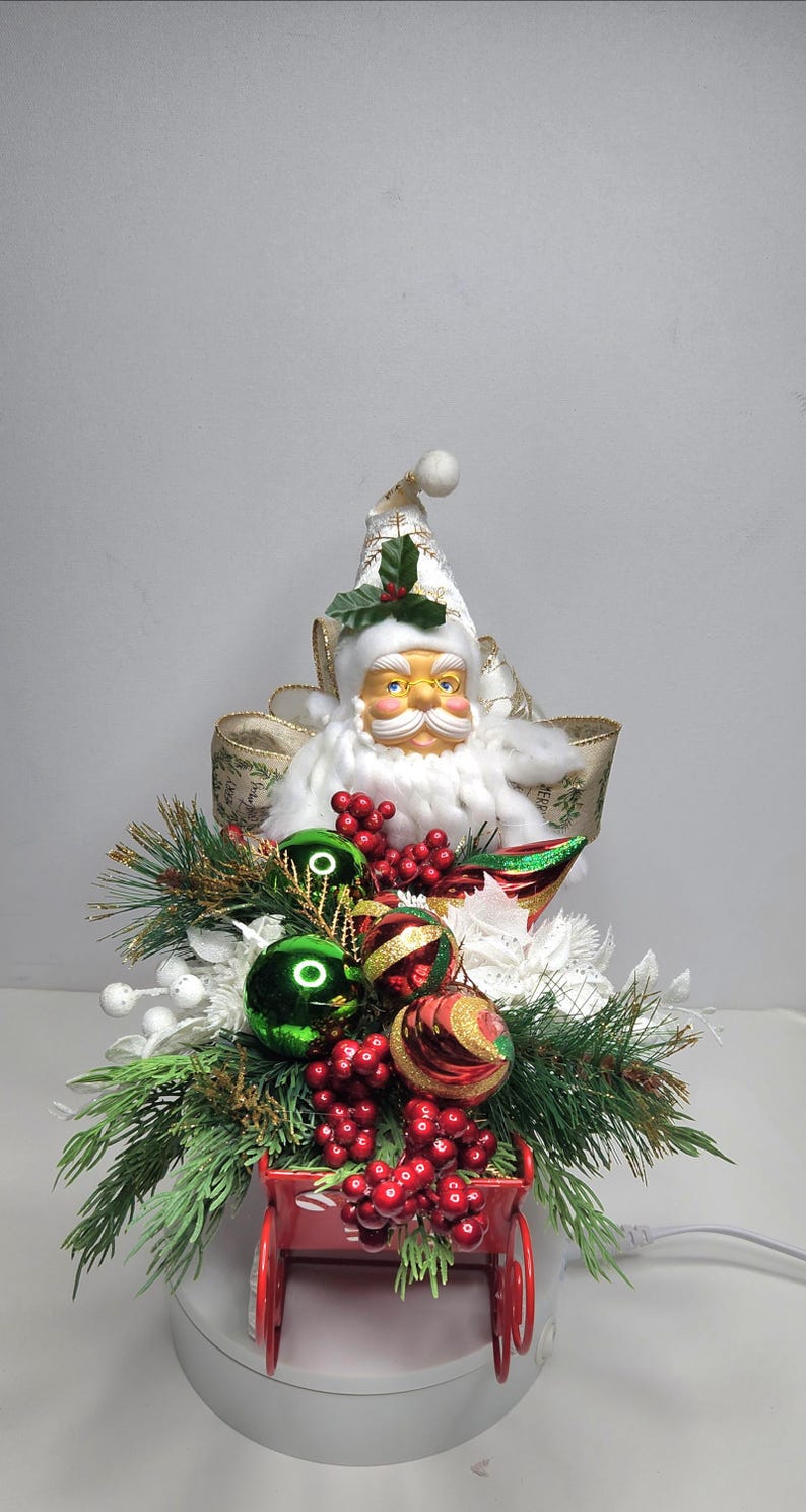 Red Santa Sleigh Centerpiece, Whimsical Christmas Decor - Etsy