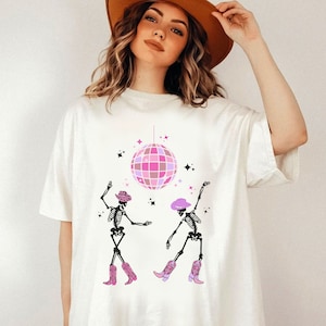 Disco Cowgirl Shirt Space Cowgirl Shirt Cowgirl Costume Space Cowgirl Outfit Disco Cowgirl Bachelorette Dancing Skeleton Shirt Trendy Shirts
