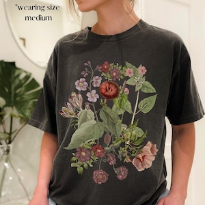 Vintage Botanical Shirt Dark Academia Shirt Cottage Core Shirt Birth Flower Shirt Fairycore Shirt Fairy Grunge Shirt Goblincore Forest Witch